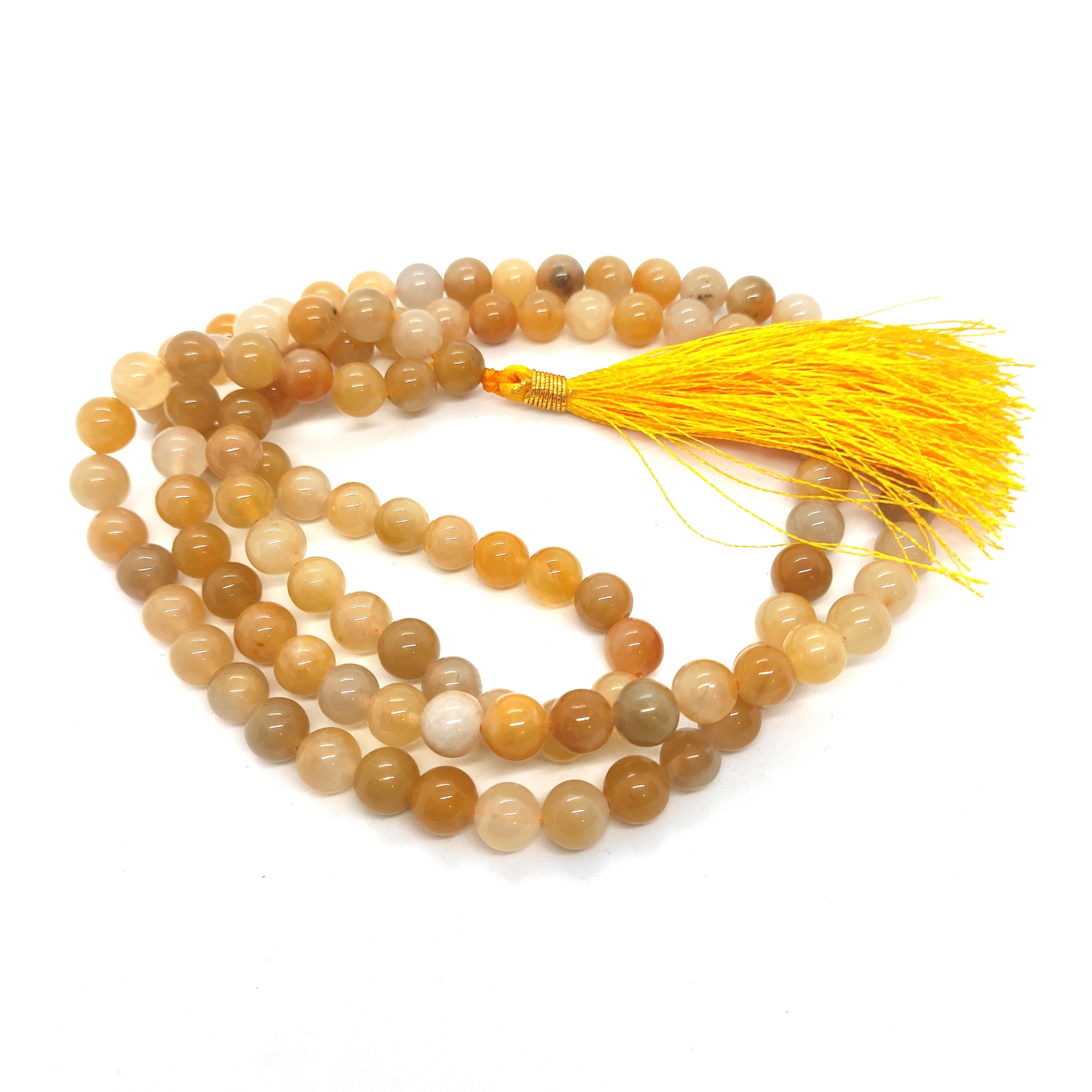Yellow Aventurine Natural With Certified Japa Mala 108 + 1 Beads